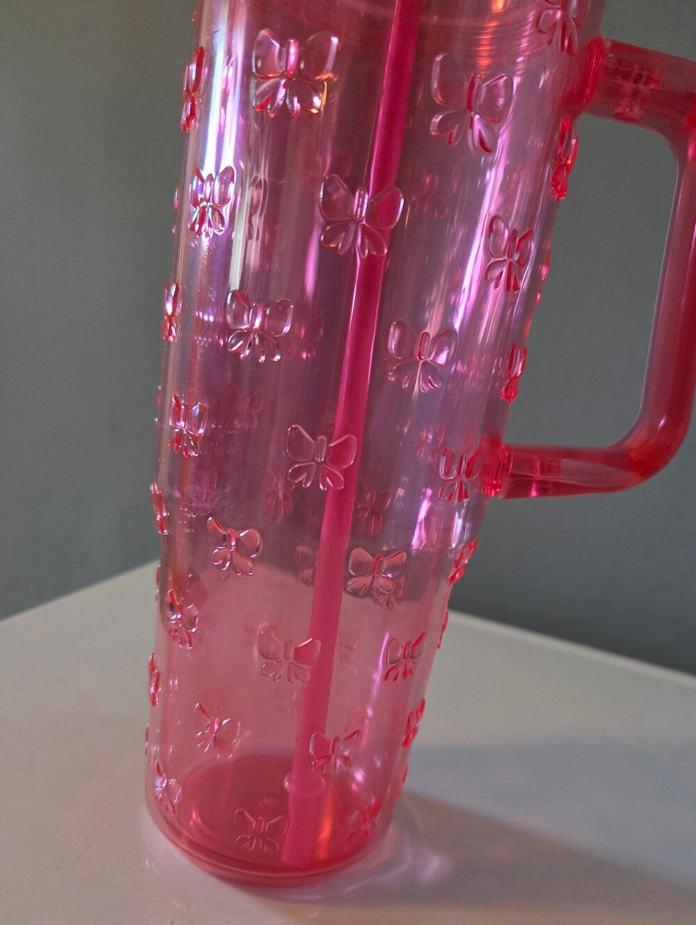 Pink Bows 30 oz Drink Tumbler Cup with Straw & Lid - Picture 3 of 3